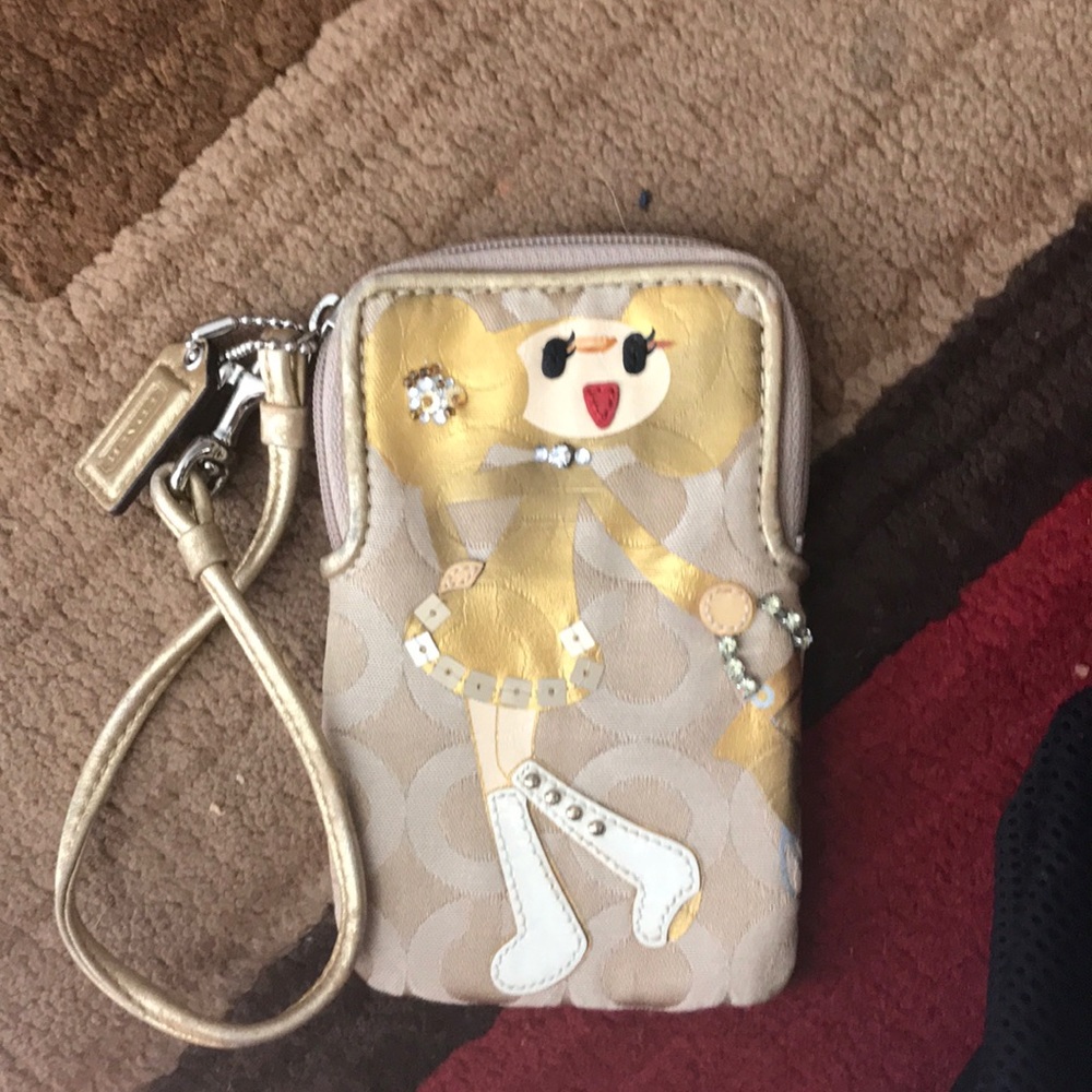 Authentic coach goldy Wristlet
